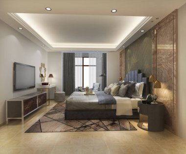 3D güzel Lüks Suit Otel tv ile oluşturma