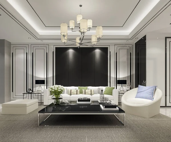 Rendering Modern Dining Room Living Room Luxury Decor — Stock Photo, Image