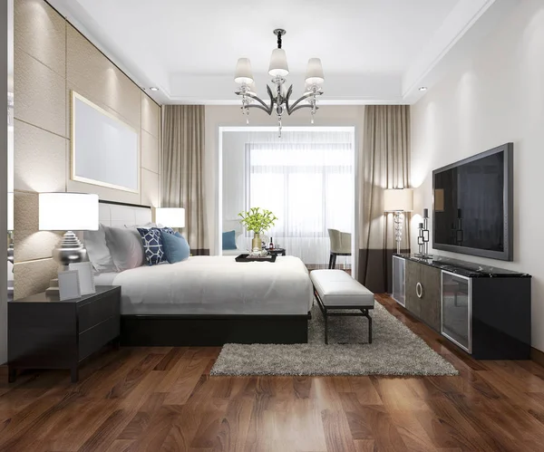 Renderowania Luksusowy Nowoczesny Apartament Hotelu — Zdjęcie stockowe