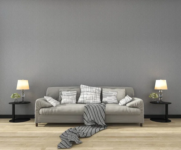 Rendering Attrappe Wohnzimmer Mit Sofa — Stockfoto