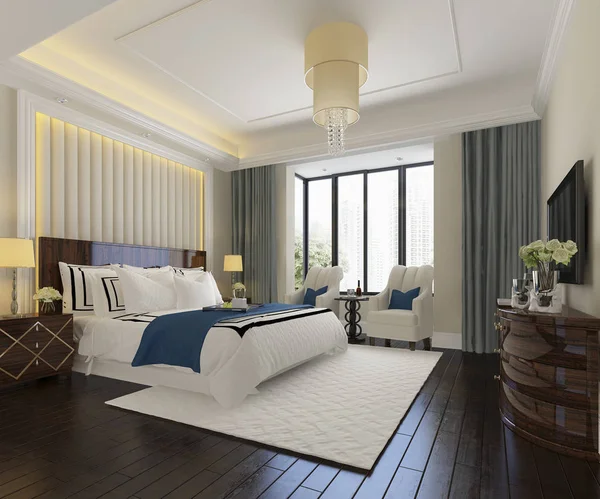 Rendering Beautiful Luxury Bedroom Suite Hotel — Stock Photo, Image