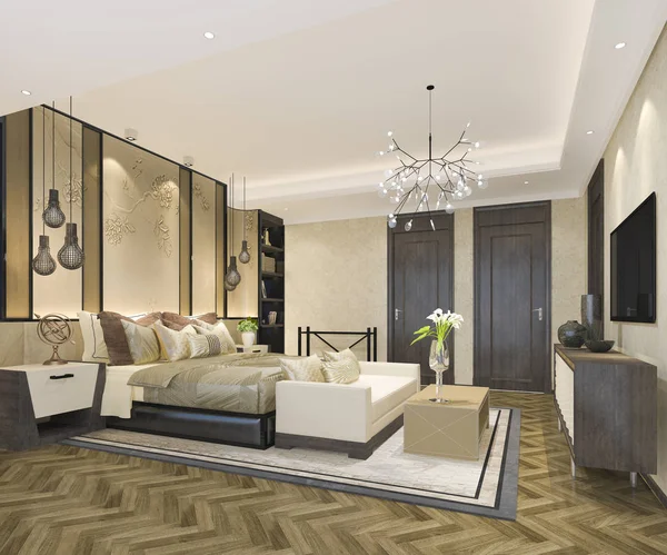 Rendering Bella Suite Lusso Camera Letto Hotel Con — Foto Stock