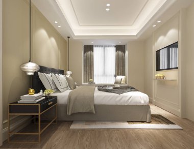 3D güzel Lüks Suit Otel tv ile oluşturma