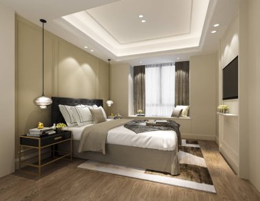 3D güzel Lüks Suit Otel tv ile oluşturma