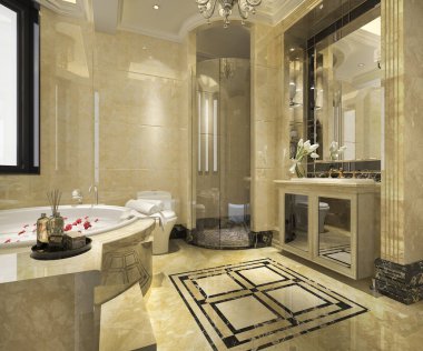 3D işleme modern klasik banyo lüks ile çini dekoru