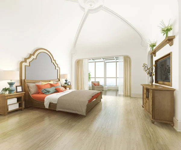 3d rendering curve dome vintage bedroom suite in resort hotel and resort