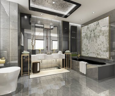 Lüks ile 3D işleme modern banyo dekor çini 