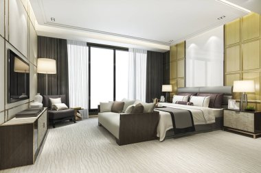 3D güzel Lüks Suit Otel tv ile oluşturma