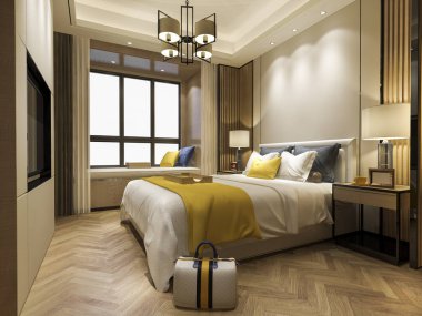 3D güzel Lüks Suit Otel tv ile oluşturma