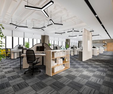 3D iş görüşmesi ve ofis binasındaki çalışma odası