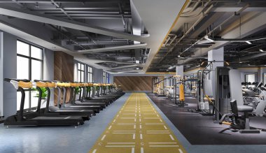 3D modifiye modern çatı katı spor salonu ve fitness