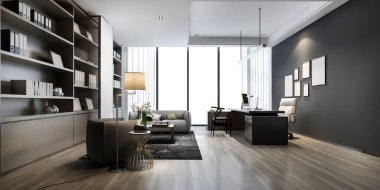 3D sunma lüks iş toplantısı ve yürütme ofisinde çalışma odası