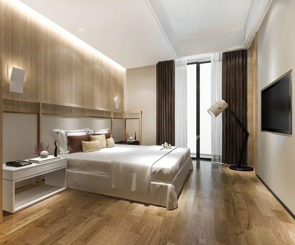 Otel Odasındaki Klasik Modern Yatak Odası Süiti — Stok fotoğraf
