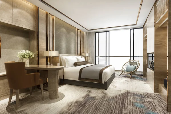 Rendering Luxe Klassieke Moderne Slaapkamer Suite Hotel — Stockfoto