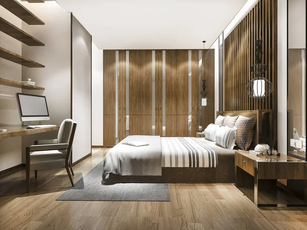 3D, çalışma masalı, otel odasındaki lüks süiti hazırlıyor.