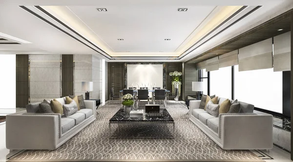 Renderelés Klasszikus Luxus Nappali Lobby Lounge — Stock Fotó