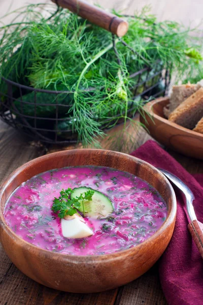 Beetroot Cold Summer Beet Soup Selective Focus — Stock Photo, Image