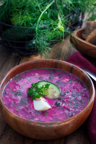 Beetroot Cold Summer Beet Soup Selective Focus — Stock Photo, Image
