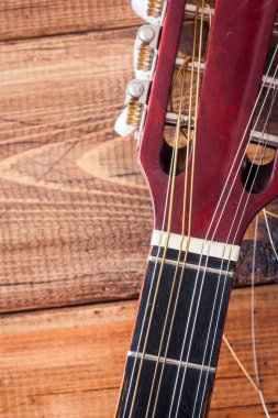 Boozuki makro resim - dizeleri, ahşap akbaba, müzikal konsepti
