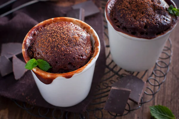 Chocolate Cupcake Cooked Glass Microwave Horizontal — Stock Photo, Image