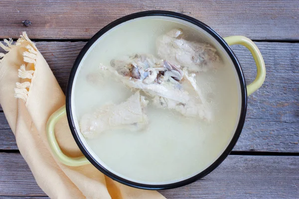 Soupe Poulet Cuire Étape Par Étape Avec Des Nouilles Des — Photo