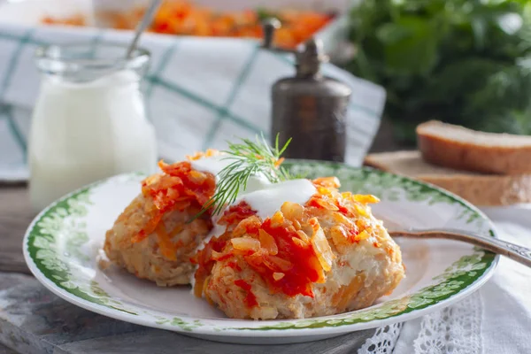 Gehaktballen Met Kool Lui Kool Rollen — Stockfoto