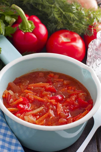 Letcho Tomatoes Peppers Carrots Selective Focus — Stock Photo, Image