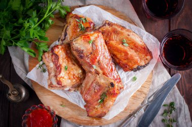 Domuz kaburga pişmiş fırında Üstten Görünüm