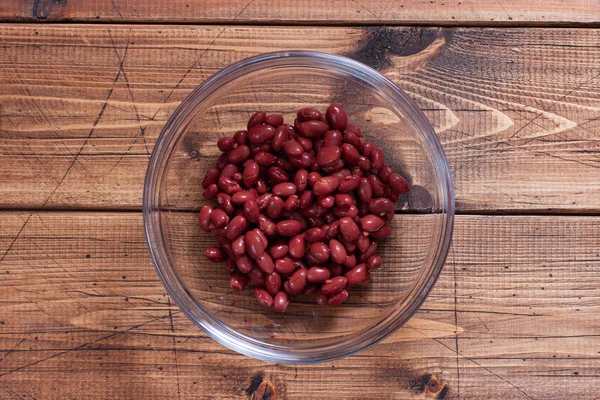 Step by Step Cooking Salad with Red Beans and Beef - Step 1 Red Beans in a Bowl, Top View, Horizontal — Stock Photo, Image
