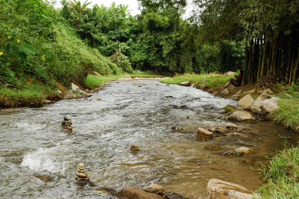 熱帯雨林の川で 山で表示します チェンマイ — ストック写真
