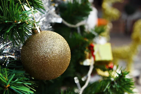 Decorazioni Natale Anno Nuovo Colori Oro Argento Abete — Foto Stock