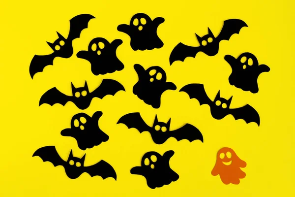 Decoraciones Navideñas Para Halloween Murciélagos Fantasmas Papel Negro Fantasma Papel —  Fotos de Stock