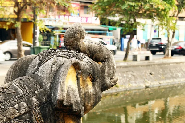 View Sculpture Elephant Channel Road Chiang Mai Thailand — Stock Photo, Image