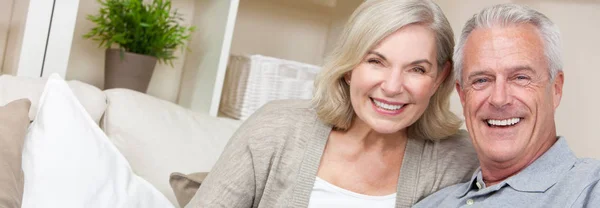 Web Banner Panoramisch Beeld Van Gelukkig Senior Man Vrouw Paar — Stockfoto