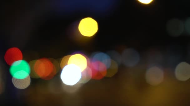 Defocused Soft Focus Bokeh Lichten Van Auto Scooters Motorfietsen Het — Stockvideo