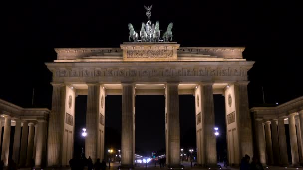 Video Clip Puerta Brandeburgo Noche Pariser Platz Berlín Alemania — Vídeos de Stock