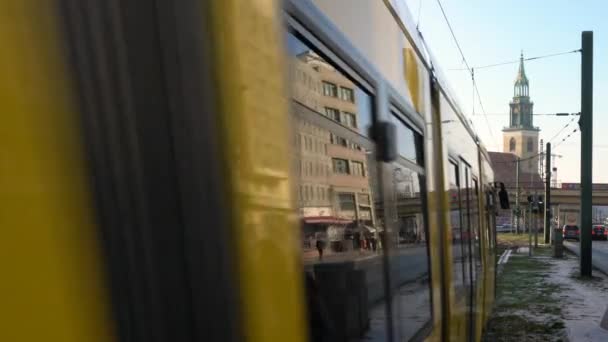 Tram Verkeer Karl Liebknecht Strasse Berlijn Februari 2018 Video Van — Stockvideo