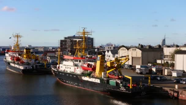 Bremerhaven Harbour Octubre 2016 Clip Lapso Tiempo Los Buques Wega — Vídeo de stock