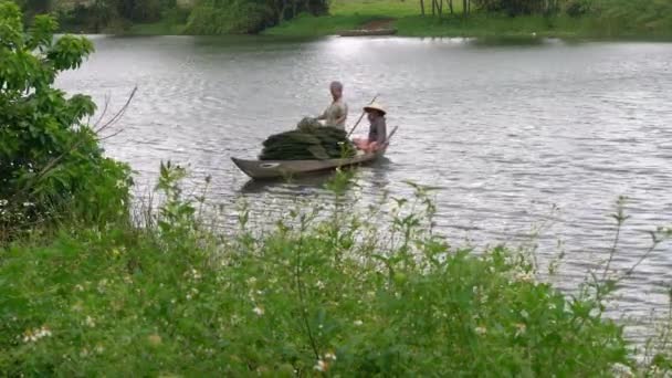 Local Man Woman Fishing Nets River Vietnam April 2018 Local — Stock Video