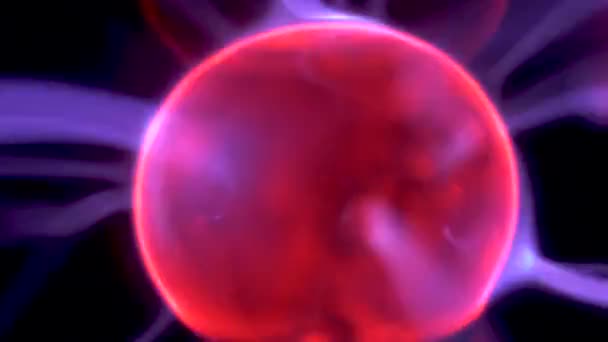 Macro Cerrar Video Clip Lámpara Bola Plasma Esfera Tesla — Vídeos de Stock