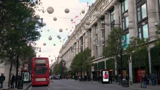 Selfridges Áruház Oxford Street London Anglia November 2017 Videó Forgalom — Stock videók