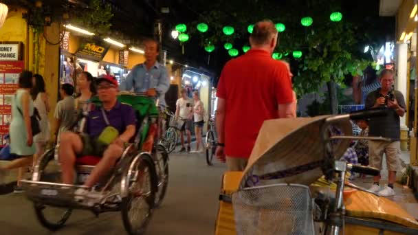 Yerel Insanlar Turistler Gece Üzerinde Streets Hoi Vietnam Nisan 2018 — Stok video