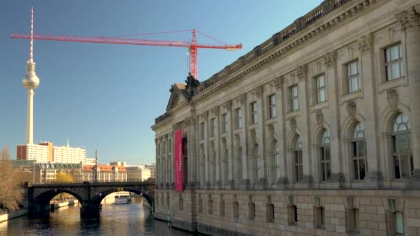 Csónakon River Spree Berlin Németország Február 2019 Turista Városnéző Túra — Stock videók