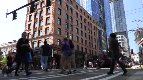 Tijd Verval Van Mensen Verkeer Seattle Washington Verenigde Staten Juli — Stockvideo