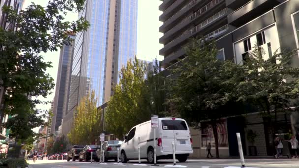 Cyclist Traffic Second Avenue Seattle Washington Ηπα Ιουλίου 2019 Ποδηλάτης — Αρχείο Βίντεο