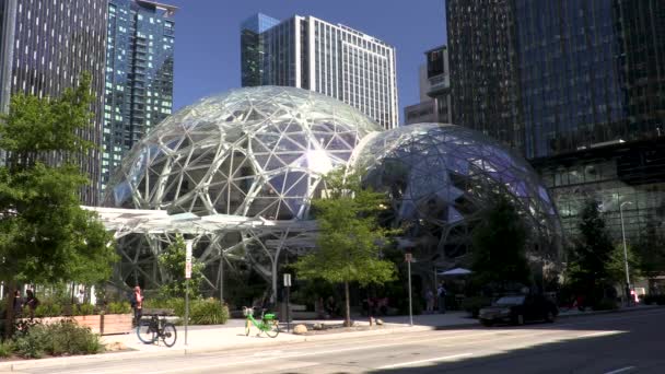 Sede Amazon Tráfico Sexta Avenue Seattle Washington Agosto 2019 Amazon — Vídeo de stock