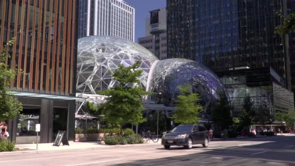 Sede Amazon Tráfico Sexta Avenue Seattle Washington Agosto 2019 Amazon — Vídeos de Stock