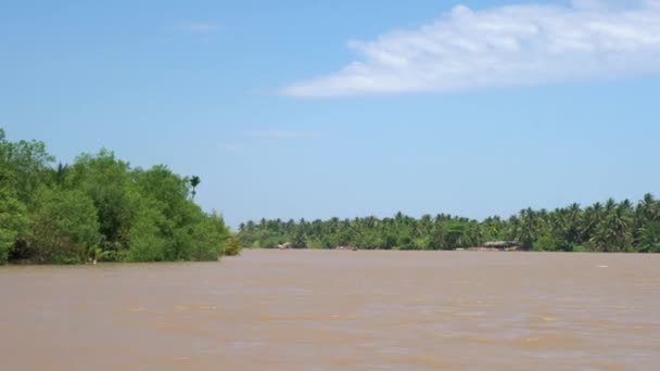 Point Vue Depuis Bateau Traditionnel Vietnamien Naviguant Sur Mékong Dans — Video