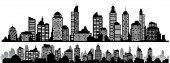Картина, постер, плакат, фотообои "vector set of black horizontal night cityscapes. vector city silhouettes, element for design banners,web design, architectural backgrounds", артикул 223890964
