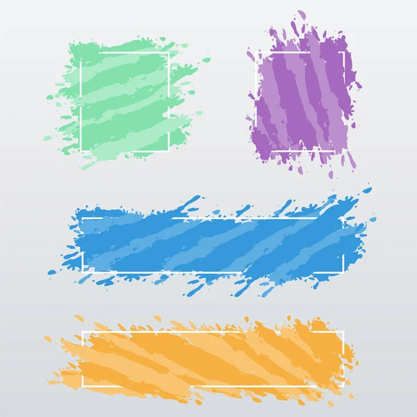 Σύγχρονη Πανό Κουφώματα Πινελιές Χρώματος Διάνυσμα Σύνολο Κενό Ελαστικοποιημένων Σχήματα — Διανυσματικό Αρχείο